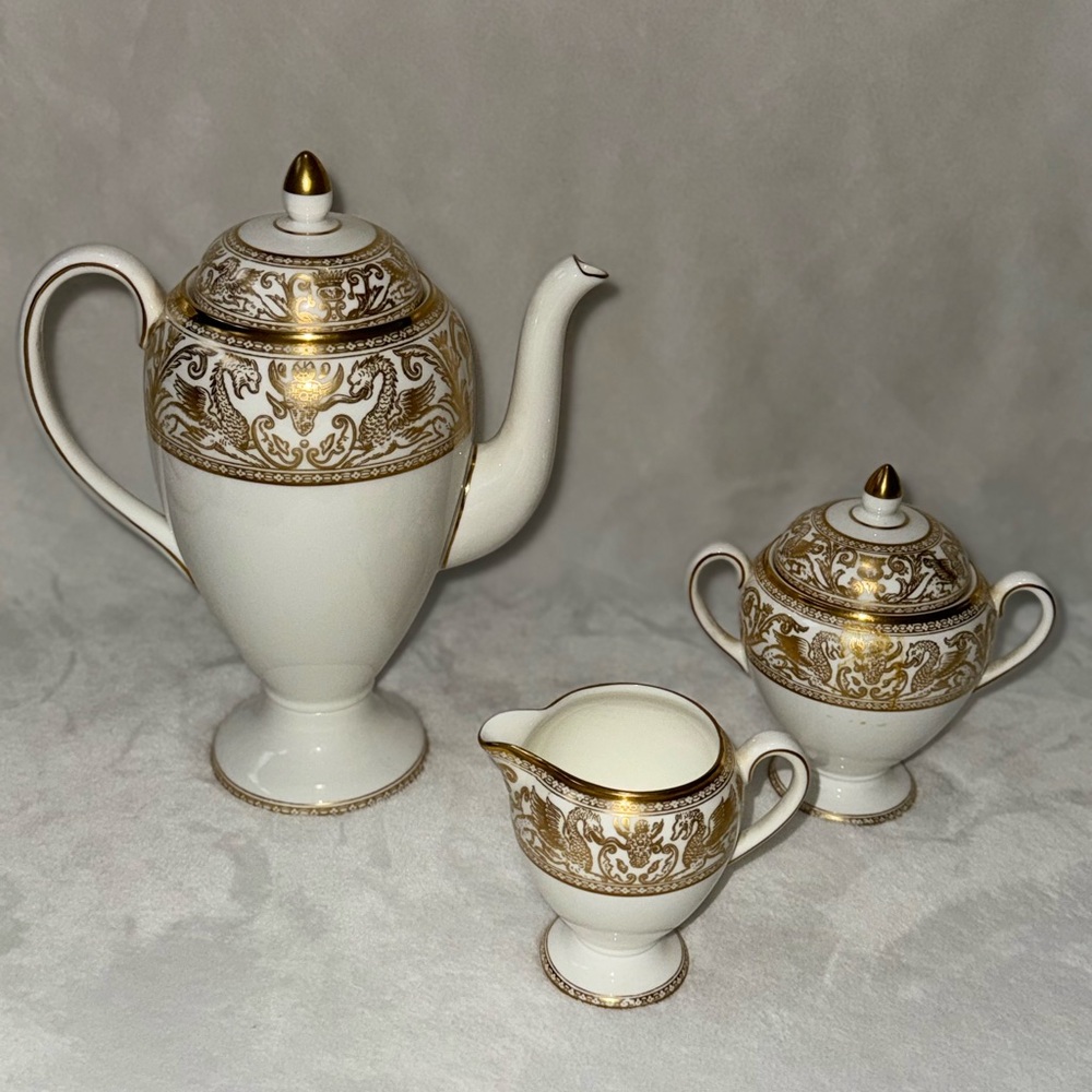 Wedgwood Gold and White Coffee Set
